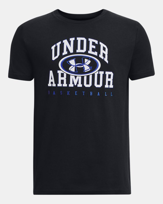 เสื้อแขนสั้น UA Basketball Lock Up สำหรับเด็กผู้ชาย in Black image number 0